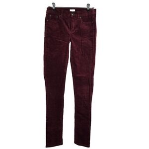 J.Crew Women's Stretch Corduroy Skinny Low-Rise Jeans Burgundy Size 25 Casual